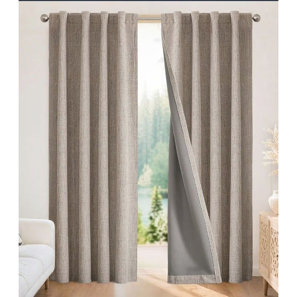 Joydeco Blackout Curtains 84 x 52, 2 Panels, Linen, Rod Pocket New w/o Orig Pkg